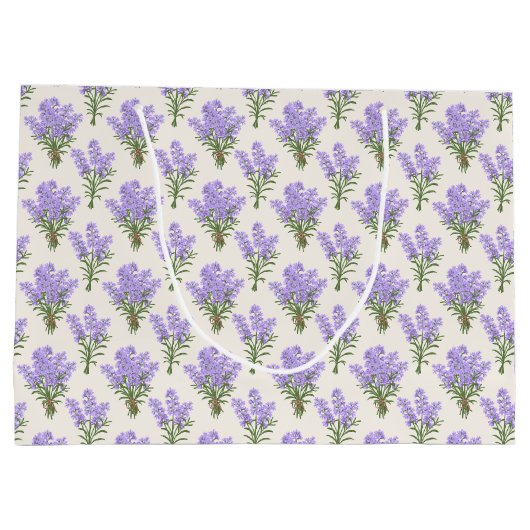 Custom Large Paper Bag with Lavender Pattern Groot Cadeauzakje (Achterkant)