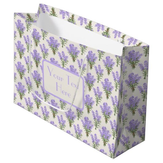 Custom Large Paper Bag with Lavender Pattern Groot Cadeauzakje (Voorkant Gekanteld)