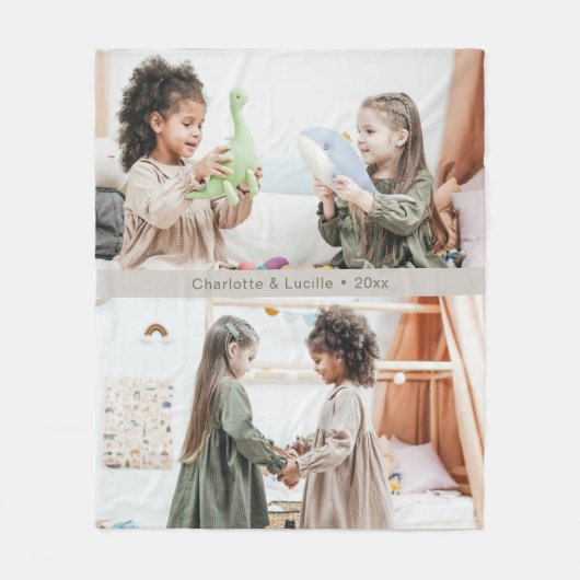 Custom Large Photos Kids Friends Siblings Names Fleece Deken (Voorkant)
