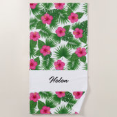 Custom Large Tropical Flower Beach Towel for Her Strandlaken (Voorkant)