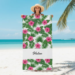 Custom Large Tropical Flower Beach Towel for Her Strandlaken