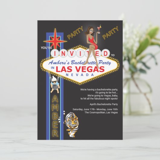 Custom Las Vegas Bachelorette Party Kaart (Staand voorkant)