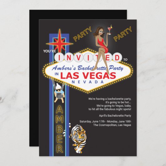 Custom Las Vegas Bachelorette Party Kaart (Voorkant / Achterkant)