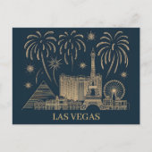 Custom Las Vegas Skyline Gold Line Art Travel Briefkaart (Voorkant)