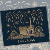 Custom Las Vegas Skyline Gold Line Art Travel Briefkaart