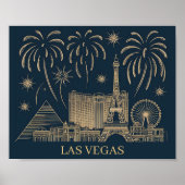 Custom Las Vegas Skyline Gold Line Art Travel Poster (Voorkant)