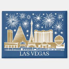 Custom Las Vegas Strip Skyline Minimalist Golden Magneet
