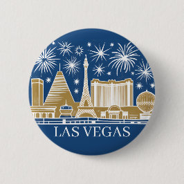 Custom Las Vegas Strip Skyline Minimalist Golden Ronde Button 5,7 Cm
