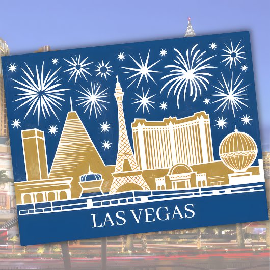 Custom Las Vegas Strip Skyline Vintage Cityscape Briefkaart