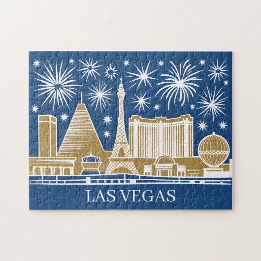 Custom Las Vegas Strip Skyline Vintage Cityscape Legpuzzel (Horizontaal)