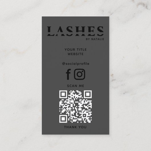 Custom Lash Extension Technician Cool QR Code Visitekaartje (Achterkant)
