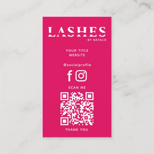 Custom Lash Extension Technician Cool QR Code Visitekaartje (Achterkant)