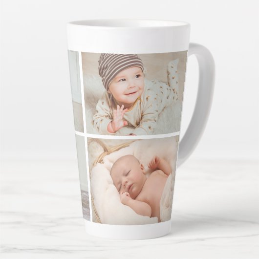 Custom Latte Mug with Four-Photo Collage Latte Mok (Rechterhoek)