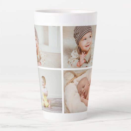 Custom Latte Mug with Four-Photo Collage Latte Mok (Voorkant)