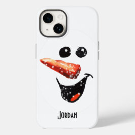 Custom Laughing Snowman Face Case-Mate iPhone 14 Hoesje