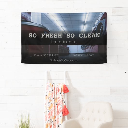 Custom Laundromat Business Banner (Insitu)