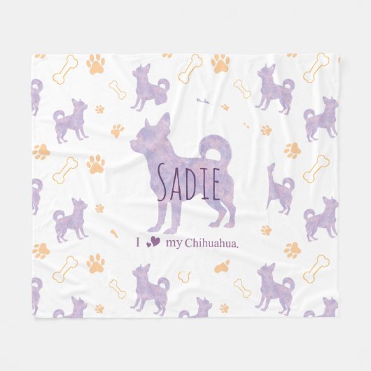Custom lavender chihuahua Silhouette blanket Fleece Deken (Voorkant (Horizontaal))