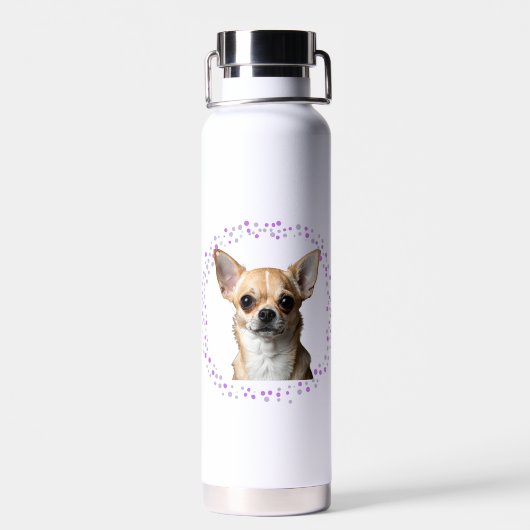 Custom lavender chihuahua water bottle Photo Waterfles (Achterkant)