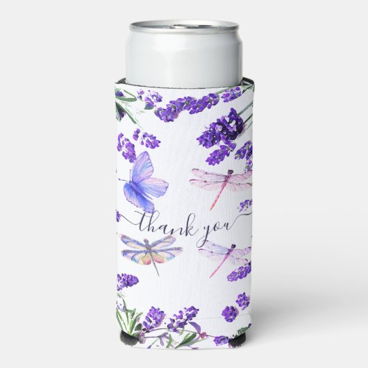 Custom Lavender Dragonfly Shabby Chic Boho Style S Seltzer Blikjeskoeler (Seltzer Voorkant)
