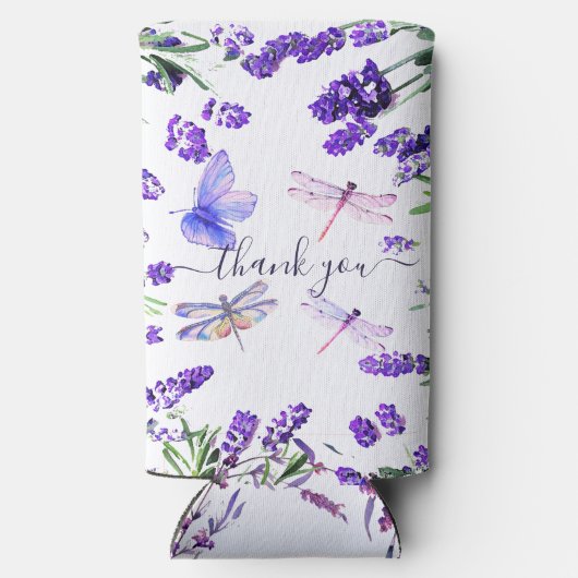 Custom Lavender Dragonfly Shabby Chic Boho Style S Seltzer Blikjeskoeler (Achterkant)