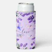 Custom Lavender Dragonfly Shabby Chic Boho Style Seltzer Blikjeskoeler (Seltzer Achterkant)