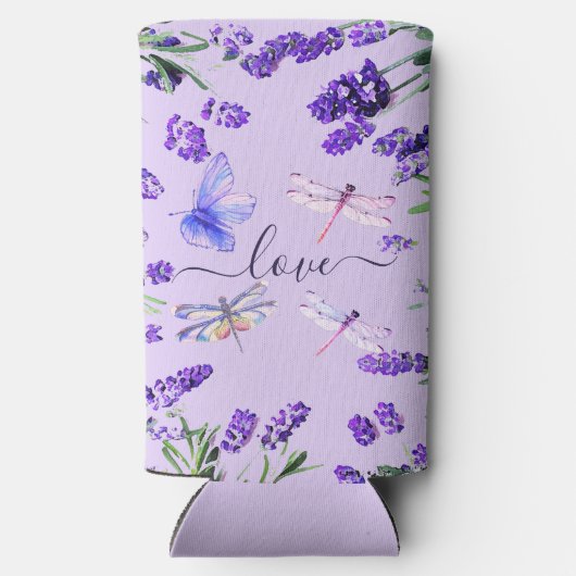 Custom Lavender Dragonfly Shabby Chic Boho Style Seltzer Blikjeskoeler (Achterkant)