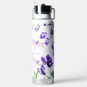 Custom Lavender Dragonfly Shabby Chic Boho Style Waterfles (Achterkant)