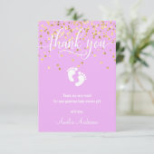 Custom Lavender Gold DANK JE Baby shower GIRL Bedankkaart (Staand voorkant)