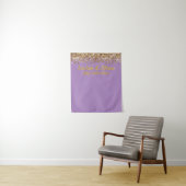 Custom Lavender & Gold Glitter Wedding Photo Booth Wandkleed (In situ)