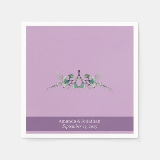 Custom Lavender Greenery Wedding Napkins Servet (Voorkant)