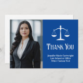 Custom Law Kantoor Blauw Wit Advocaat Foto Bedankkaart (Voorkant / Achterkant)