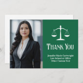 Custom Law Kantoor Green White Advocaat Foto Bedankkaart (Voorkant / Achterkant)