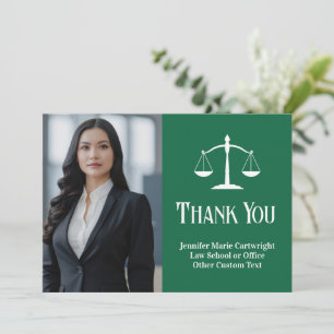 Custom Law Kantoor Green White Advocaat Foto Bedankkaart