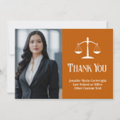 Custom Law Kantoor Sinaasappel Wit Advocaat Foto Bedankkaart (Voorkant)