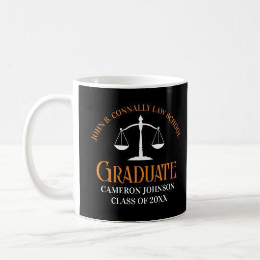 Custom Law School Afstuderen Sinaasappel Zwart Koffiemok (Links)