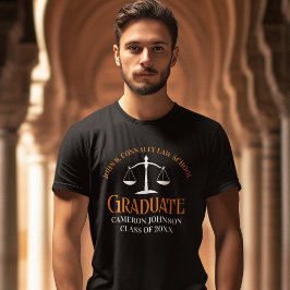 Custom Law School Afstuderen Sinaasappel Zwart T-shirt