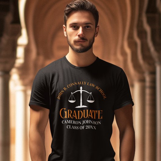 Custom Law School Afstuderen Sinaasappel Zwart T-shirt
