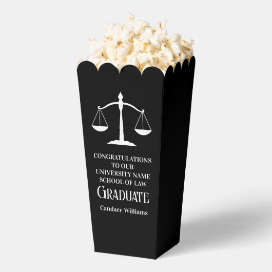 Custom Law School Black Graduation Party Popcorn Bedankdoosjes (Popped)