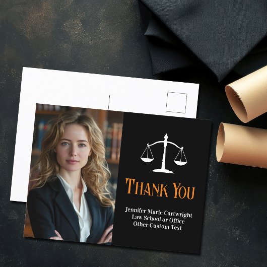 Custom Law School Zwart Oranje Advocaat Dank u Briefkaart