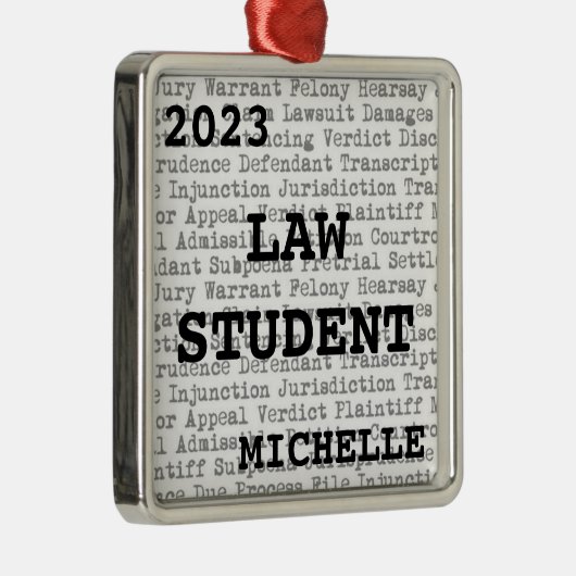 Custom Law Student Juridische Terminologie Kerstmi Metalen Ornament (Rechts)