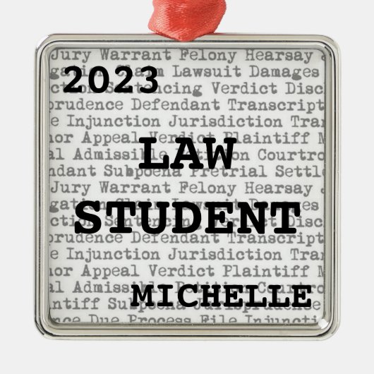 Custom Law Student Juridische Terminologie Kerstmi Metalen Ornament (Voorkant)