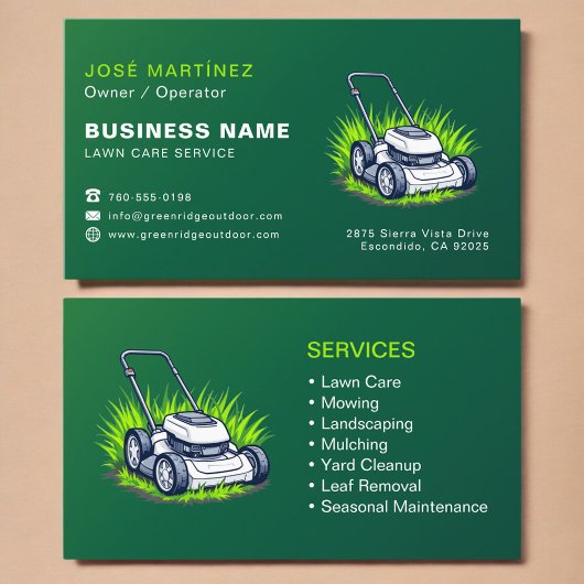 Custom Lawn Service Company Visitekaartje