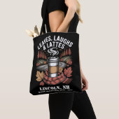 Custom Leafs Laughs Lattes Herfst Trip Tote Bag (Dichtbij)
