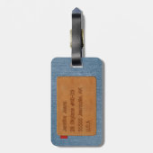Custom Leather Label Blue Jean Denim Bagagelabel (Achterkant verticaal)