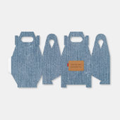 Custom Leather Label Blue Jean Denim Bedankdoosjes (Uitgevouwen)