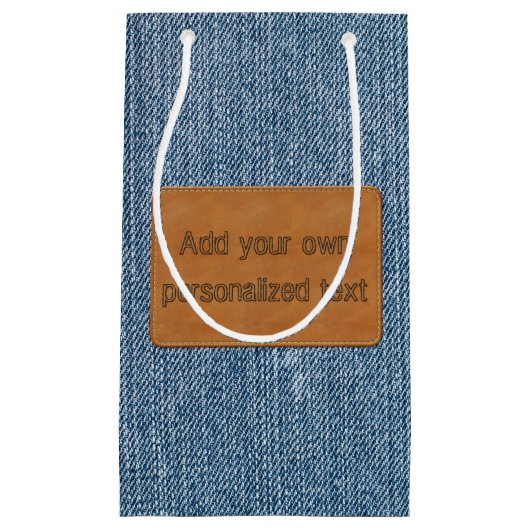 Custom Leather Label Blue Jean Denim Klein Cadeauzakje (Voorkant)