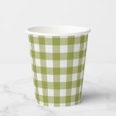 Custom Leaves Groene Pompoen Sinaasappel Gingham P Papieren Bekers (Achterkant)