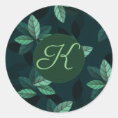 CUSTOM Leaves monogram initiaal Ronde Sticker (Voorkant)