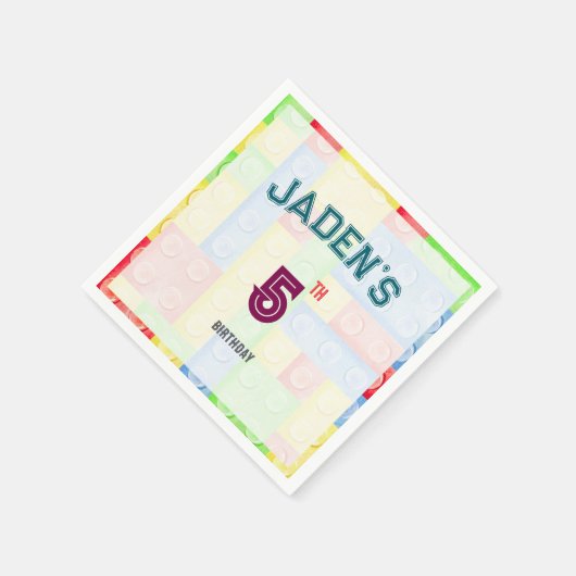 Custom Lego Block Birthday Party Napkins Servet (Hoek)