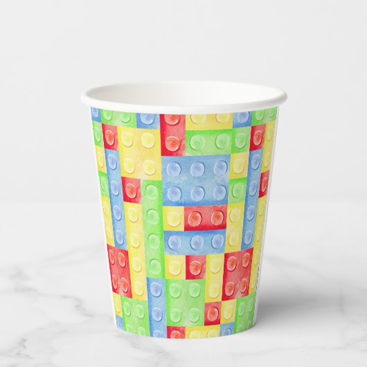 Custom Lego Themed Birthday Party Paper Cups  Papieren Bekers (Achterkant)